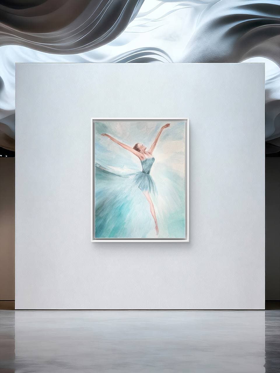 A room view: Adagio on a wall, with the ceiling and the floor in frame.