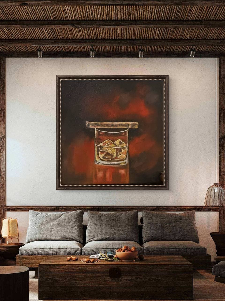 A room view: Nightcap on a wall, with the ceiling and the floor in frame.