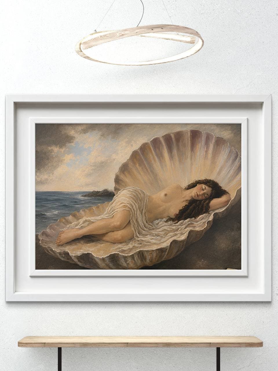 A room view: Venus, Resting on a wall, with the ceiling and the floor in frame.